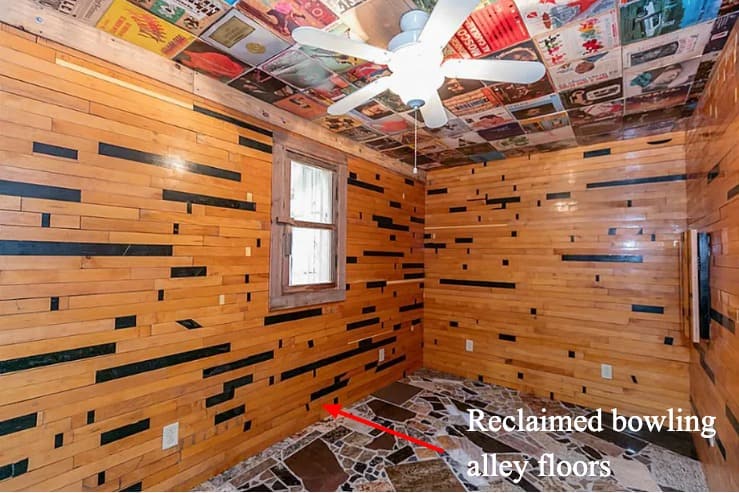 Reclaimed bowling alley floors