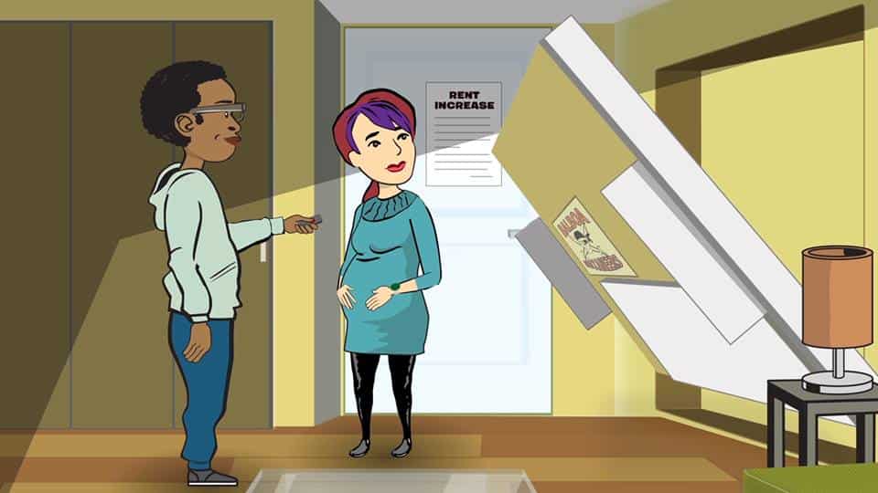 WHAT ARE THE 5 BEST BEDS FOR SHIPPING CONTAINER HOMES? 15 Cartoon watching a murphy bed lower