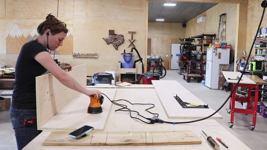 DIY FULL MURPHY BED KIT - EASY TO FOLLOW 7 STEP-BY-STEP GUIDE 12 sanding the wood