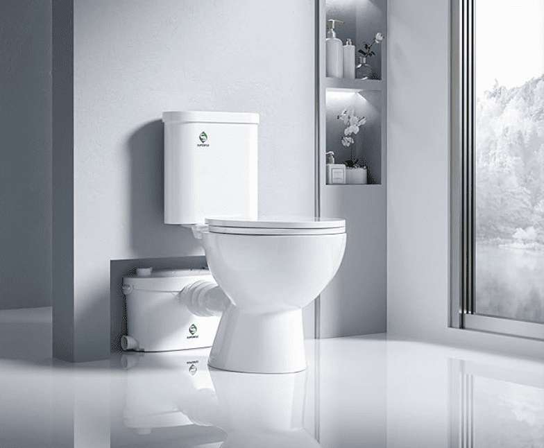 ADU & TINY HOUSE TOILET OPTIONS - YOUR HELPFUL GUIDE 12 1 SUPERFLO-Macerating-Toilet-System-Silent-Powerful-Upflush-Toilet-to-Bathroom-Sink-Tub-with-600W-Toilet-Pump-AC-Vent-for-Basement-Amazon-com