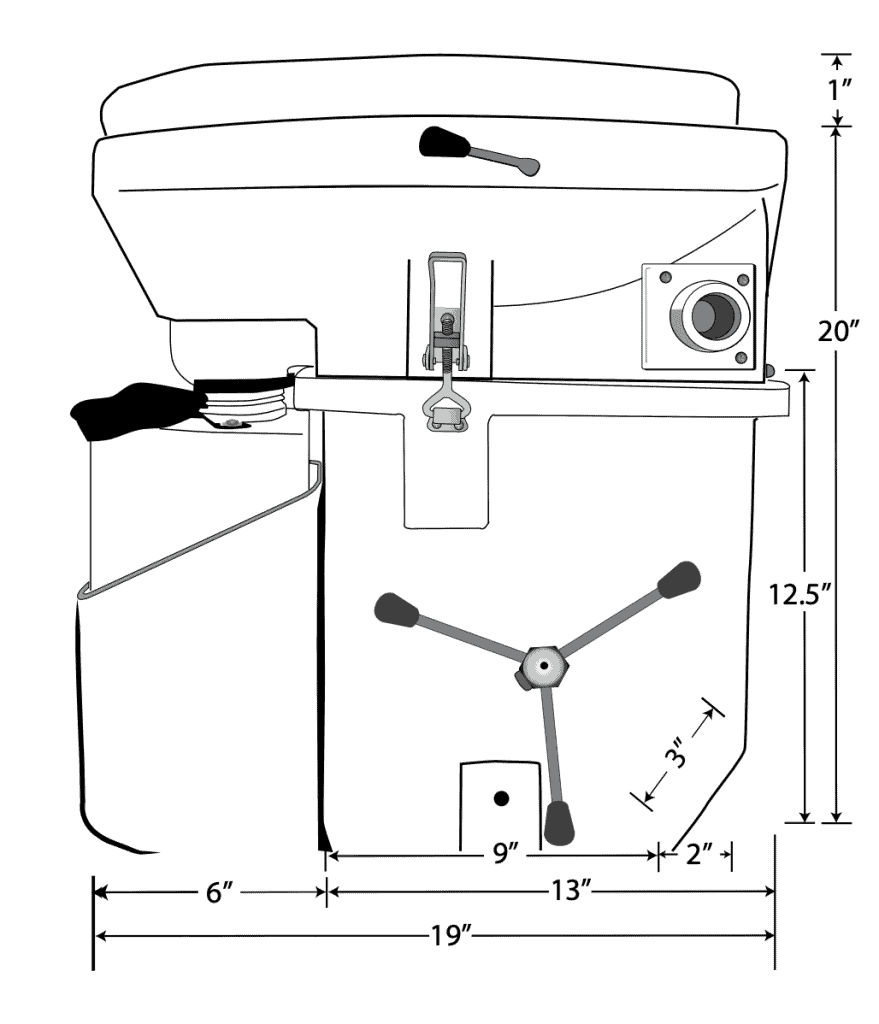 NATURE'S HEAD COMPOSTING TOILET REVIEW 10 Side view of toilet