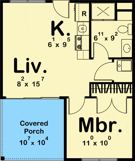 THE BEST ADU PLANS UNDER 500 SQ FT: TINY LIVING, BIG STYLE 76 485 sq ft Cabin Retreat floor plan