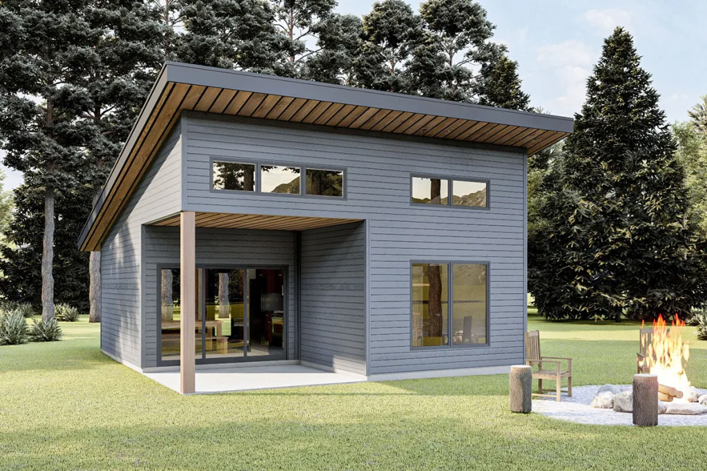 THE BEST ADU PLANS UNDER 500 SQ FT: TINY LIVING, BIG STYLE 84 485 sq ft Cabin Retreat front