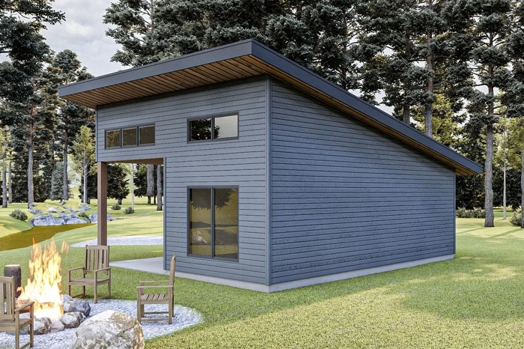THE BEST ADU PLANS UNDER 500 SQ FT: TINY LIVING, BIG STYLE 78 485 sq ft Cabin Retreat side