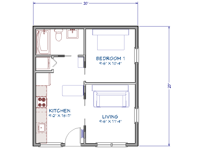 THE BEST ADU PLANS UNDER 500 SQ FT: TINY LIVING, BIG STYLE 55 AD Guest cabin 1st floor variation