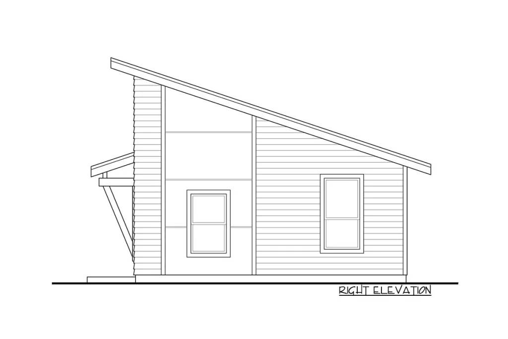THE BEST ADU PLANS UNDER 500 SQ FT: TINY LIVING, BIG STYLE 51 AD Guest cabin with sep living right elevation