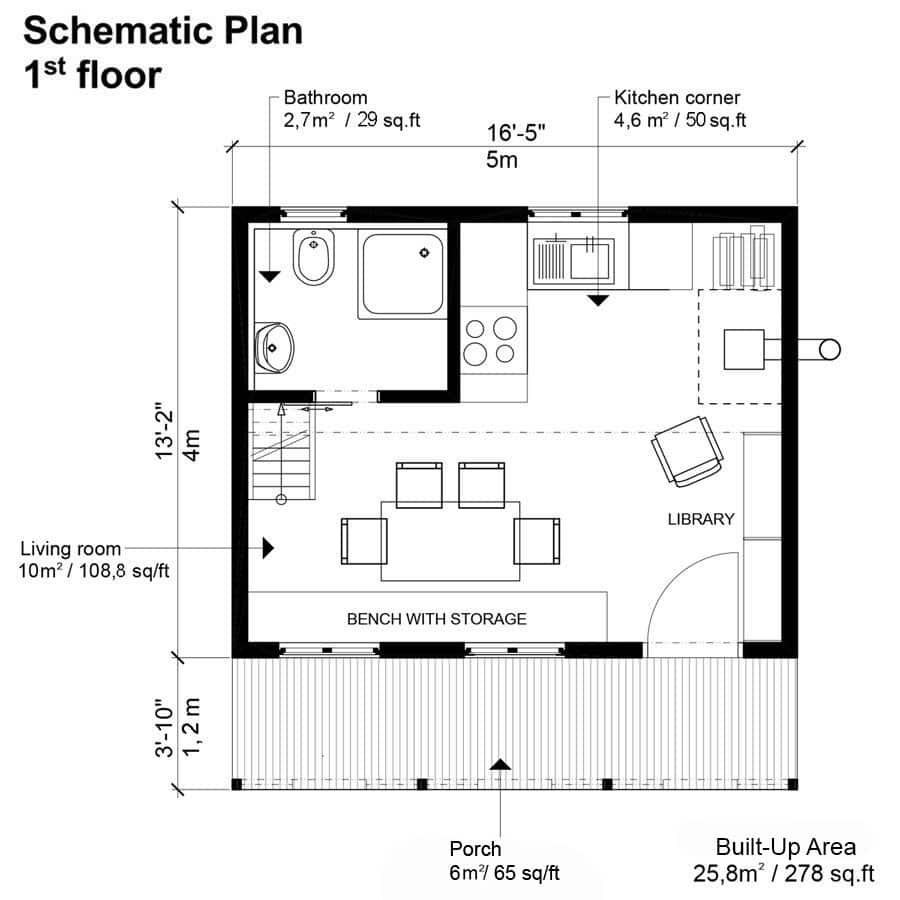THE BEST ADU PLANS UNDER 500 SQ FT: TINY LIVING, BIG STYLE 8 Chloe floor plan