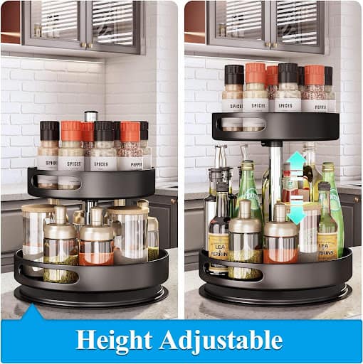MAKING THE MOST OF AN ADU KITCHEN: EASY TIPS FOR SAVING SPACE & MONEY 13 Lazy Susan 2 Tier Spice Rack Organizer, Height Adjustable Turntable Seasoning Organizer for Cabinet, Metal Spice Holder for Kitchen Pantry Storage Cupboard Table,