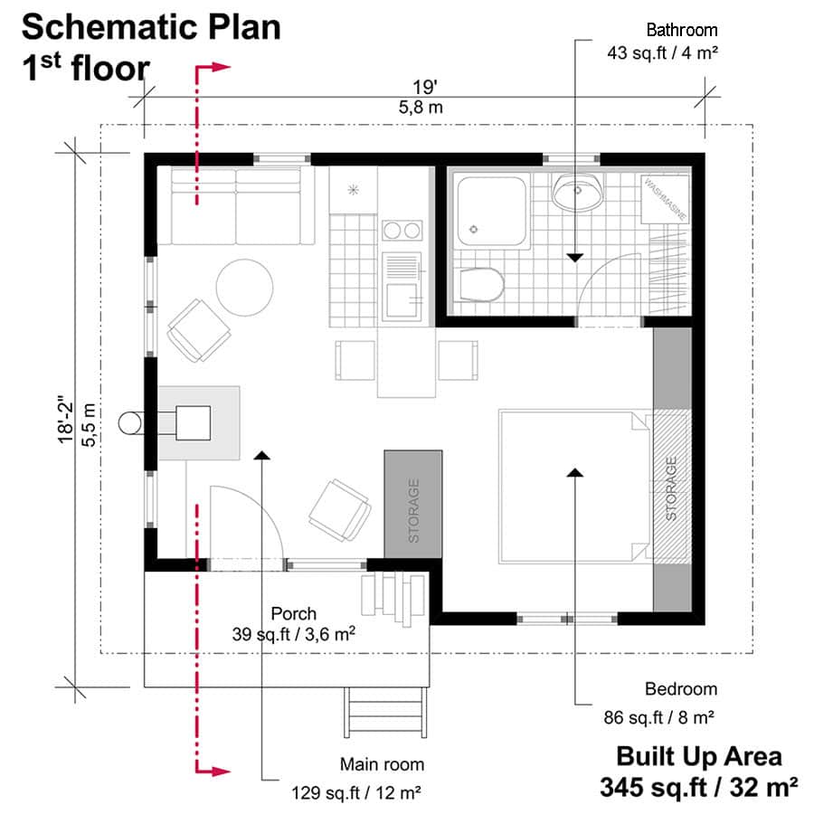 THE BEST ADU PLANS UNDER 500 SQ FT: TINY LIVING, BIG STYLE 1 Mila floor plan