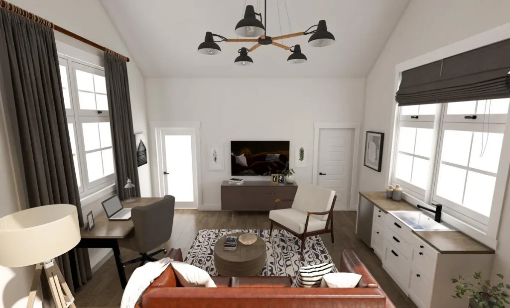 THE BEST ADU PLANS UNDER 500 SQ FT: TINY LIVING, BIG STYLE 25 ad backyard cottage office living and kitchen spaces