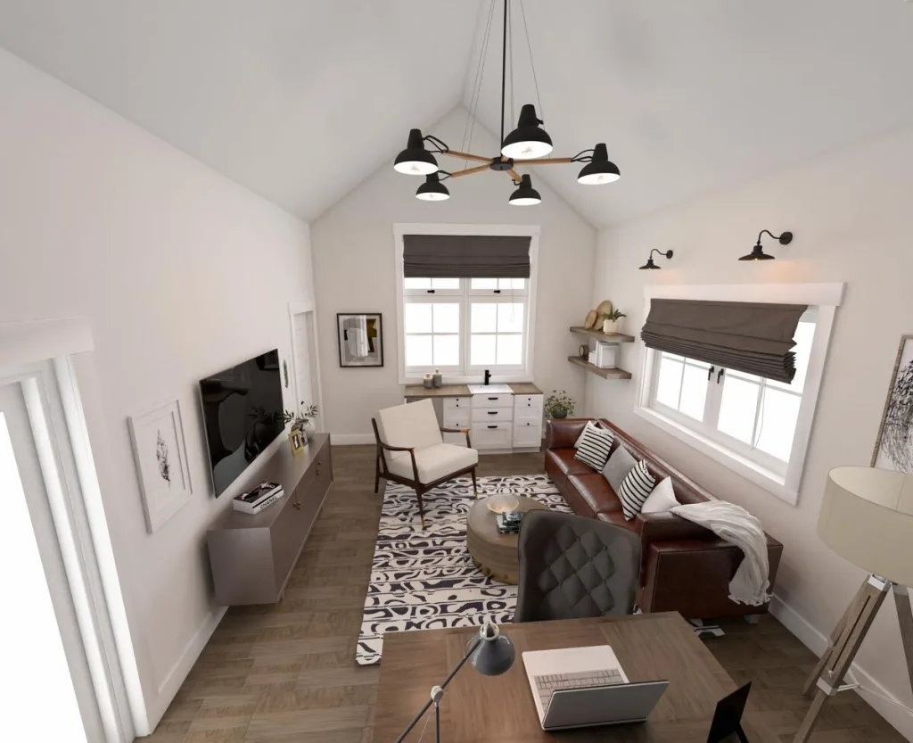 THE BEST ADU PLANS UNDER 500 SQ FT: TINY LIVING, BIG STYLE 29 ad backyard cottage office main living area