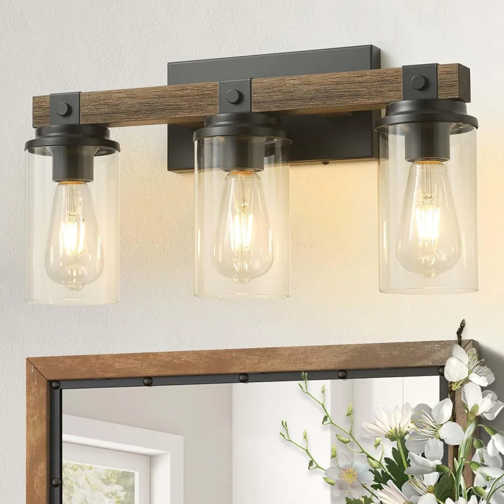 29 SMALL RUSTIC BATHROOM IDEAS ON A BUDGET YOU WILL LOVE 30 bathroom vanity light fixture rustic black accents amazon
