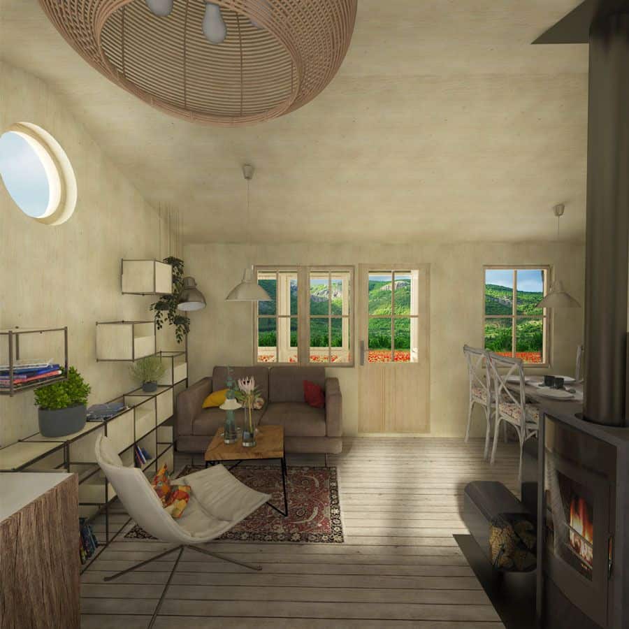 THE BEST ADU PLANS UNDER 500 SQ FT: TINY LIVING, BIG STYLE 43 isla kitchen to living