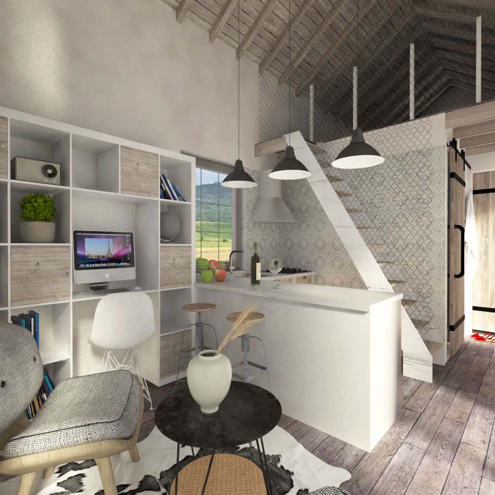 THE BEST ADU PLANS UNDER 500 SQ FT: TINY LIVING, BIG STYLE 67 lori looking into the loft