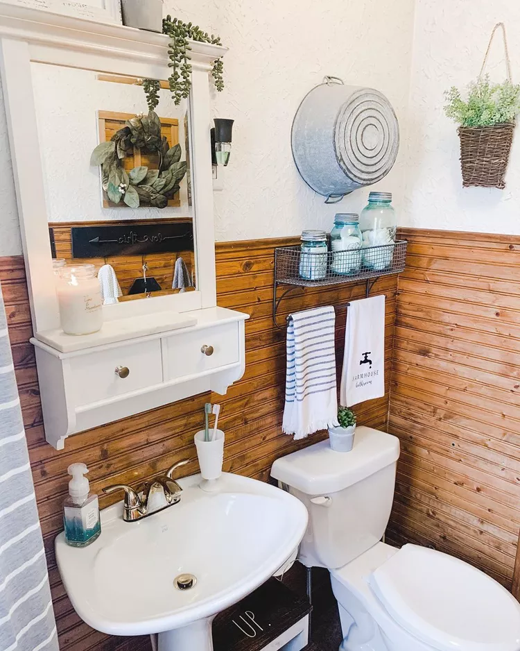 29 SMALL RUSTIC BATHROOM IDEAS ON A BUDGET YOU WILL LOVE 41 rustic accents and reclaimed wood wall thespruce