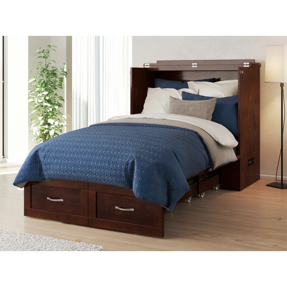5 CREATIVE WAYS TO USE MURPHY BEDS IN SMALL SPACES 6 Hamilton-Traditional-Wood-Murphy-Bed-Chest-with-Charging-Station